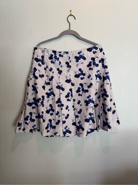 French Connection White Skater Skirt with Blue and Black Floral Print